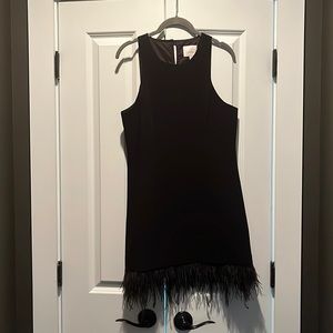 Cinq a Sept Black cocktail dress with feather bottom